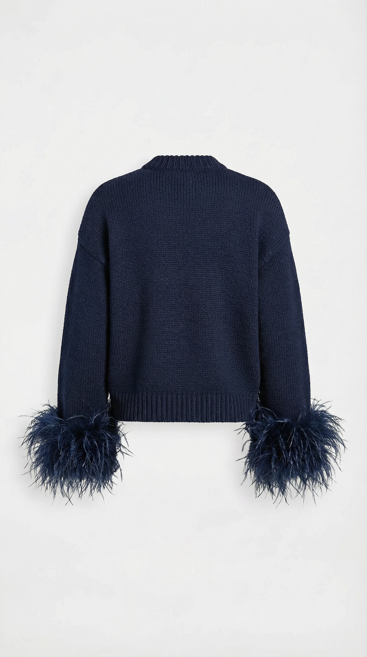 CARDIGAN DE PUNTO CON RIBETE DE PLUMAS AZUL OSCURO