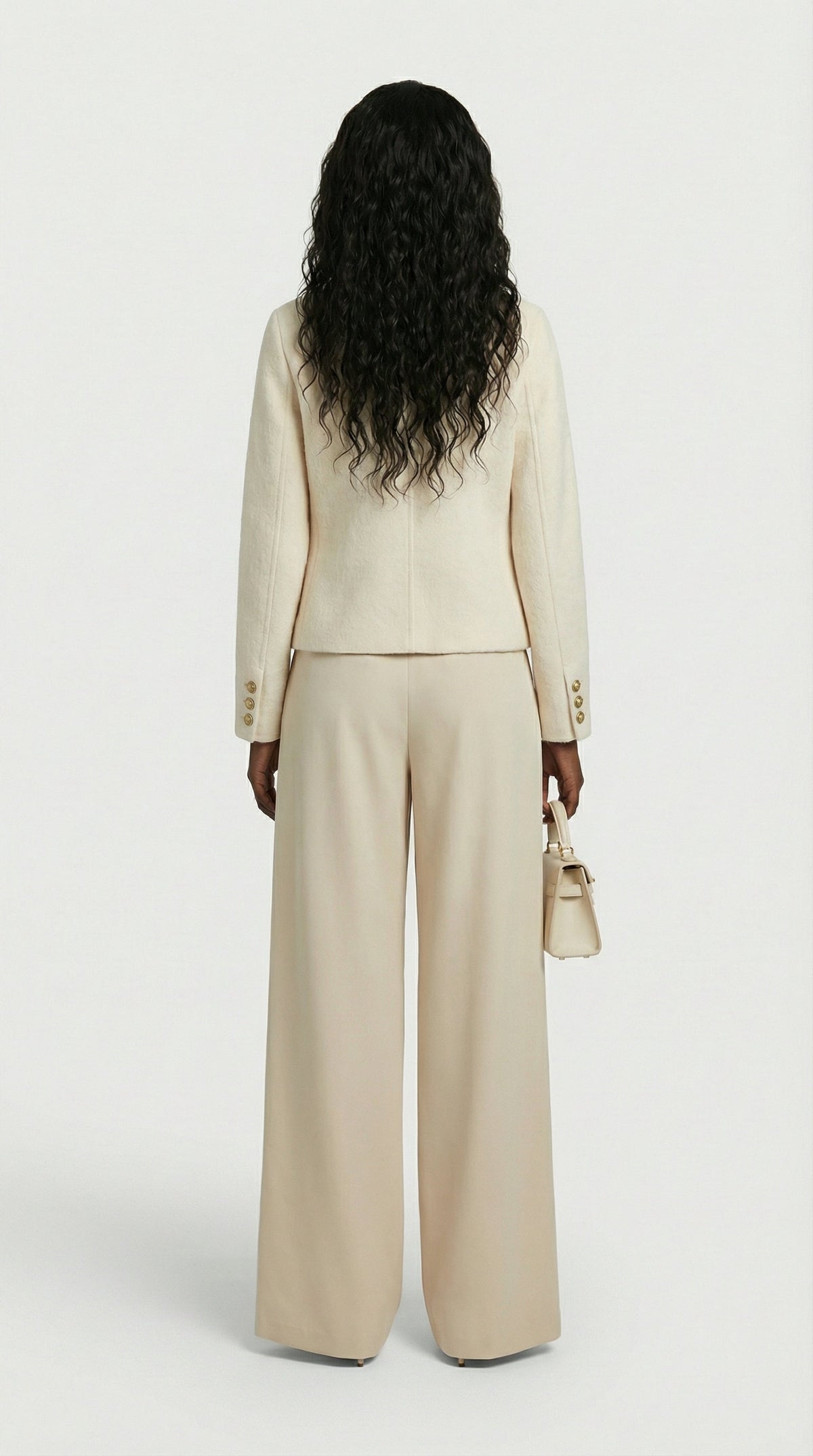 CHAQUETA CORTA DE LANA Y CACHEMIR BEIGE