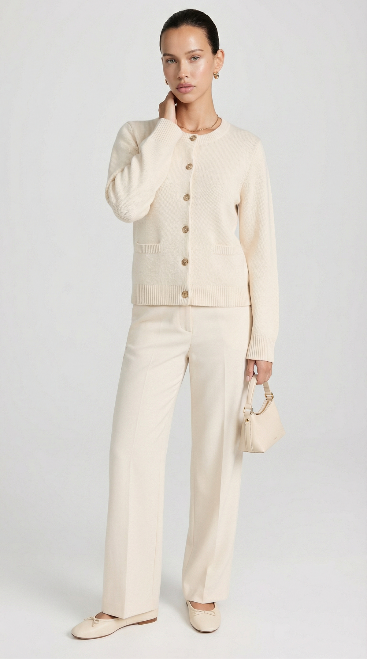 CARDIGAN MINIMALISTA DE PUNTO MARFIL