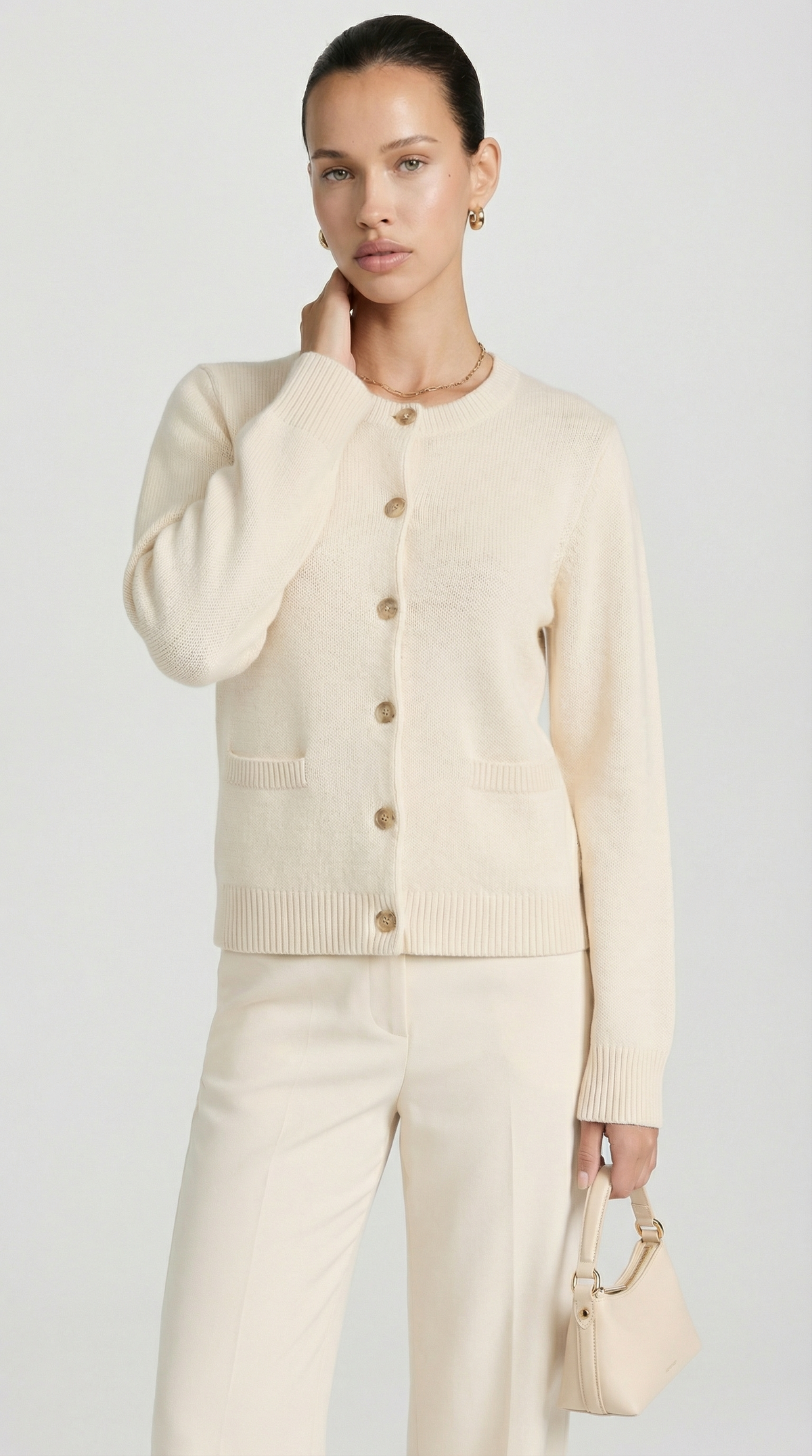 CARDIGAN MINIMALISTA DE PUNTO MARFIL