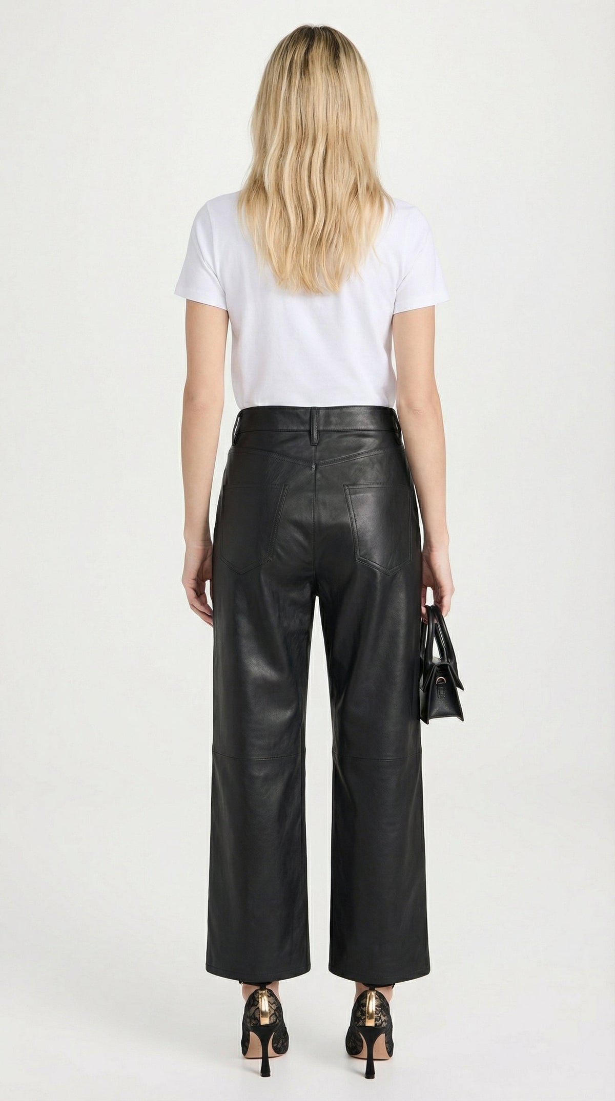 PANTALON CROPPED DE PIEL NEGRO