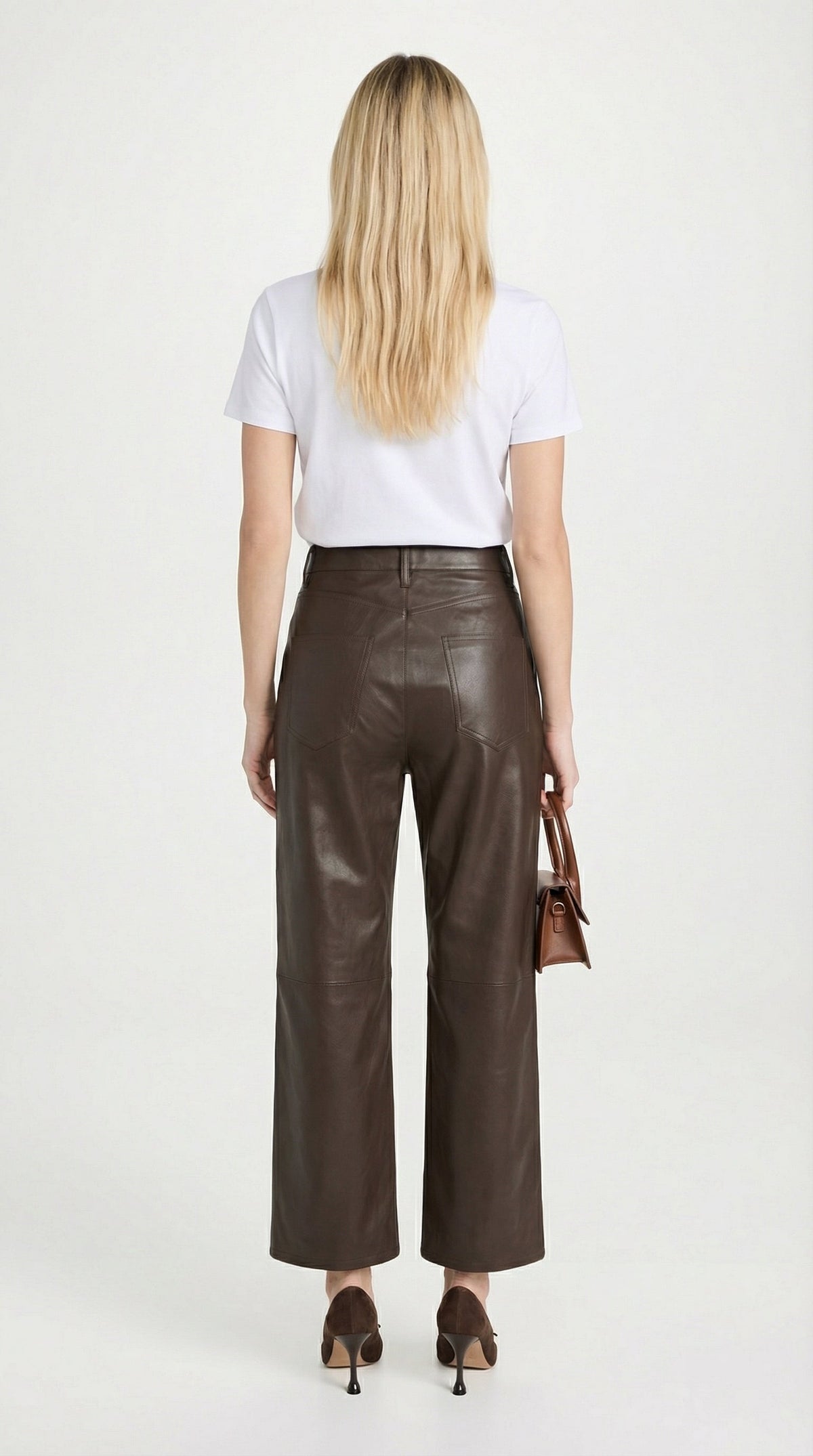 PANTALON CROPPED DE PIEL MARRON