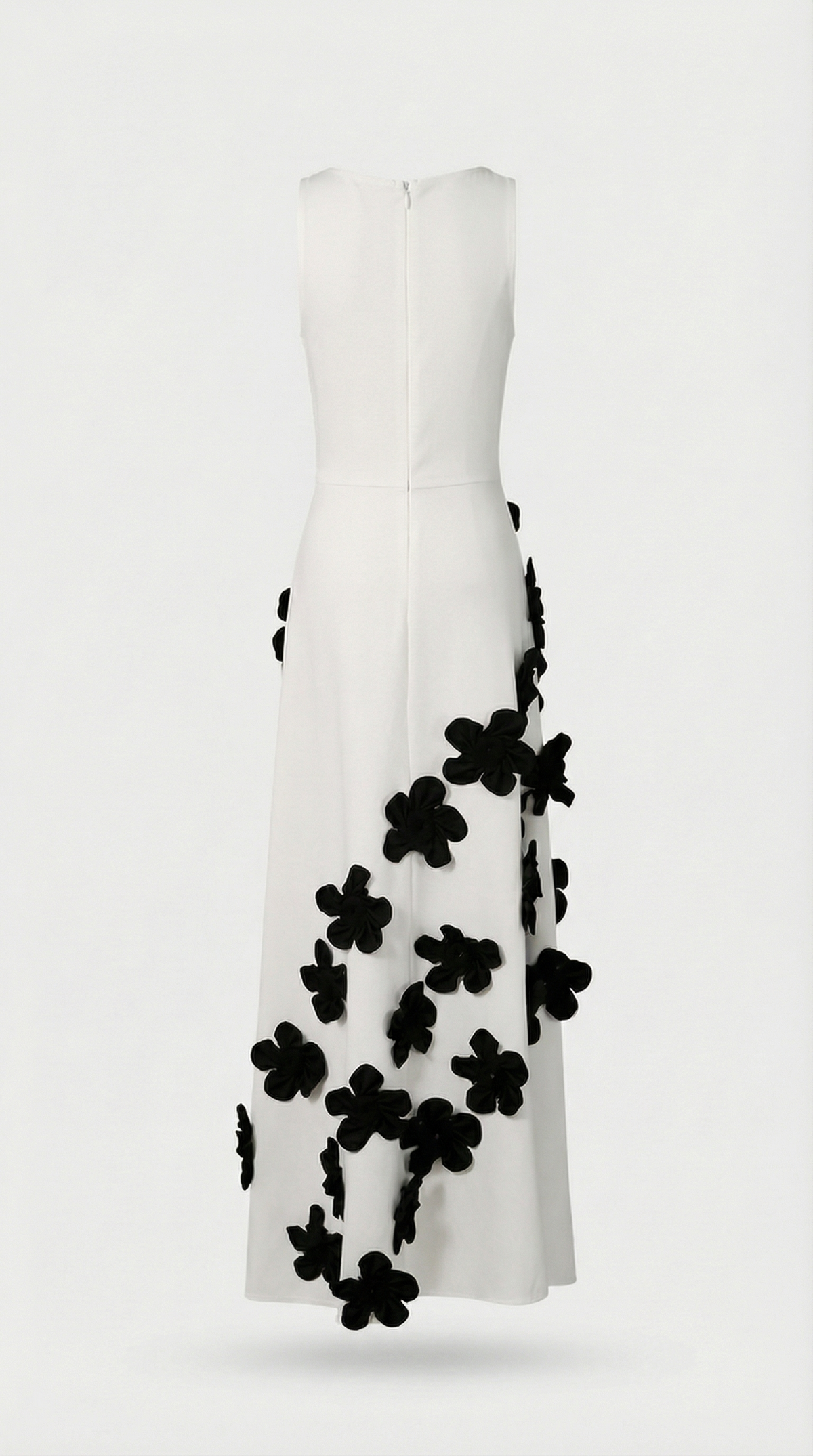 VESTIDO MAXI CON APLIQUES FLORALES BLANCO