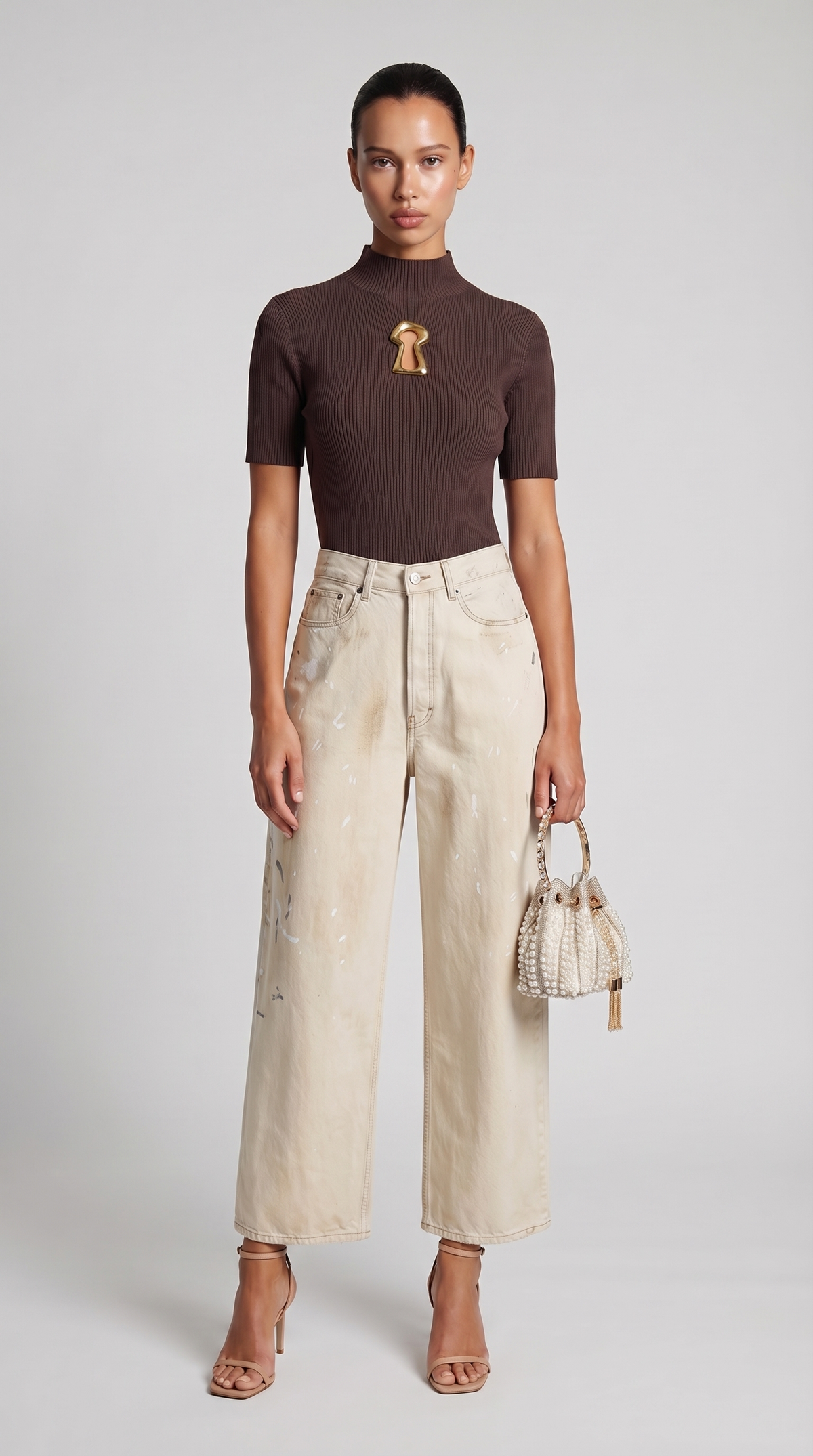 TOP DE PUNTO CANALE CON DETALLE METALICO MARRON