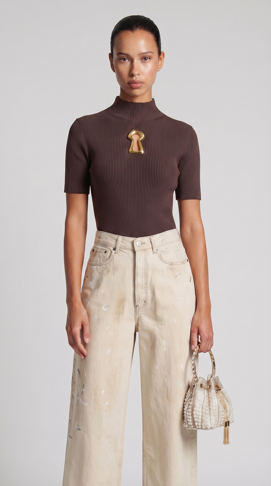 TOP DE PUNTO CANALE CON DETALLE METALICO MARRON