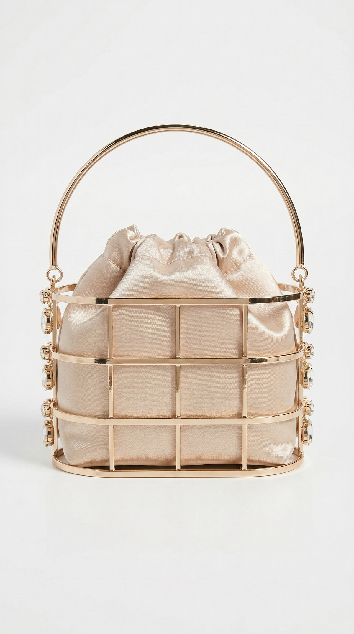 BOLSO BUCKET DE CRISTALES DORADO