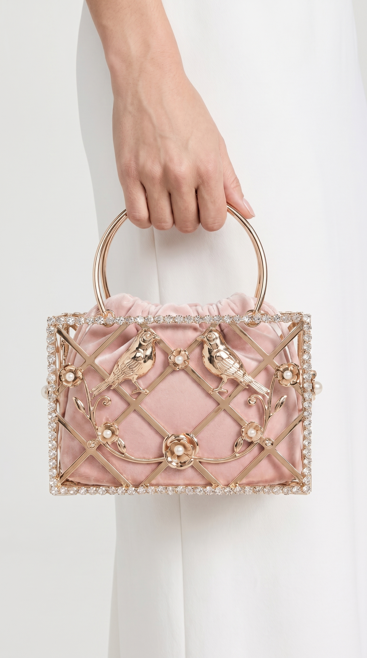 BOLSO JAULA DE CRISTAL ROSA