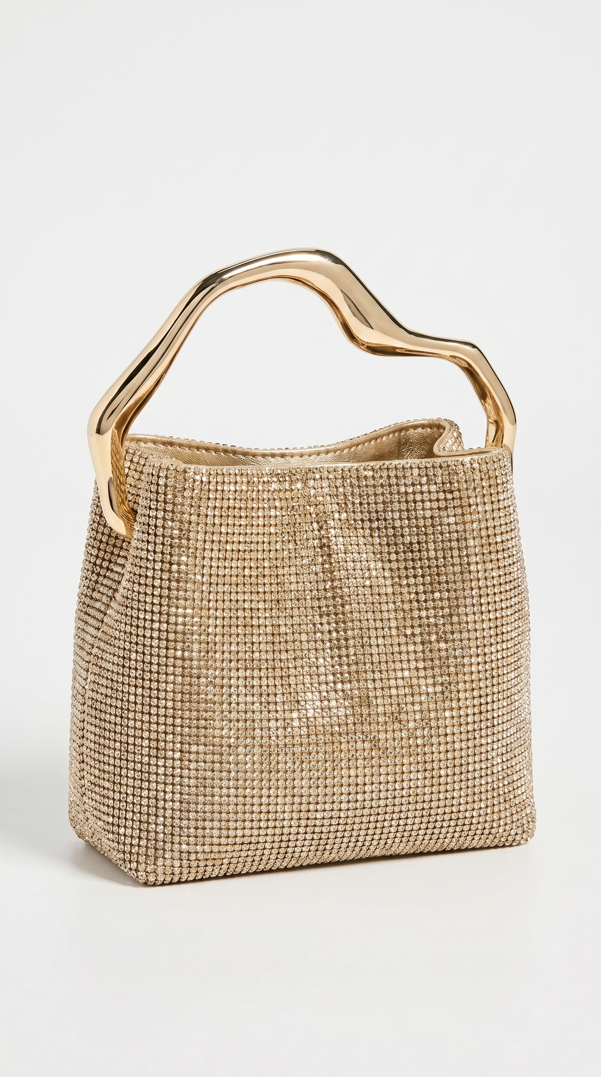 BOLSO DE MALLA DE CRISTALES DORADO