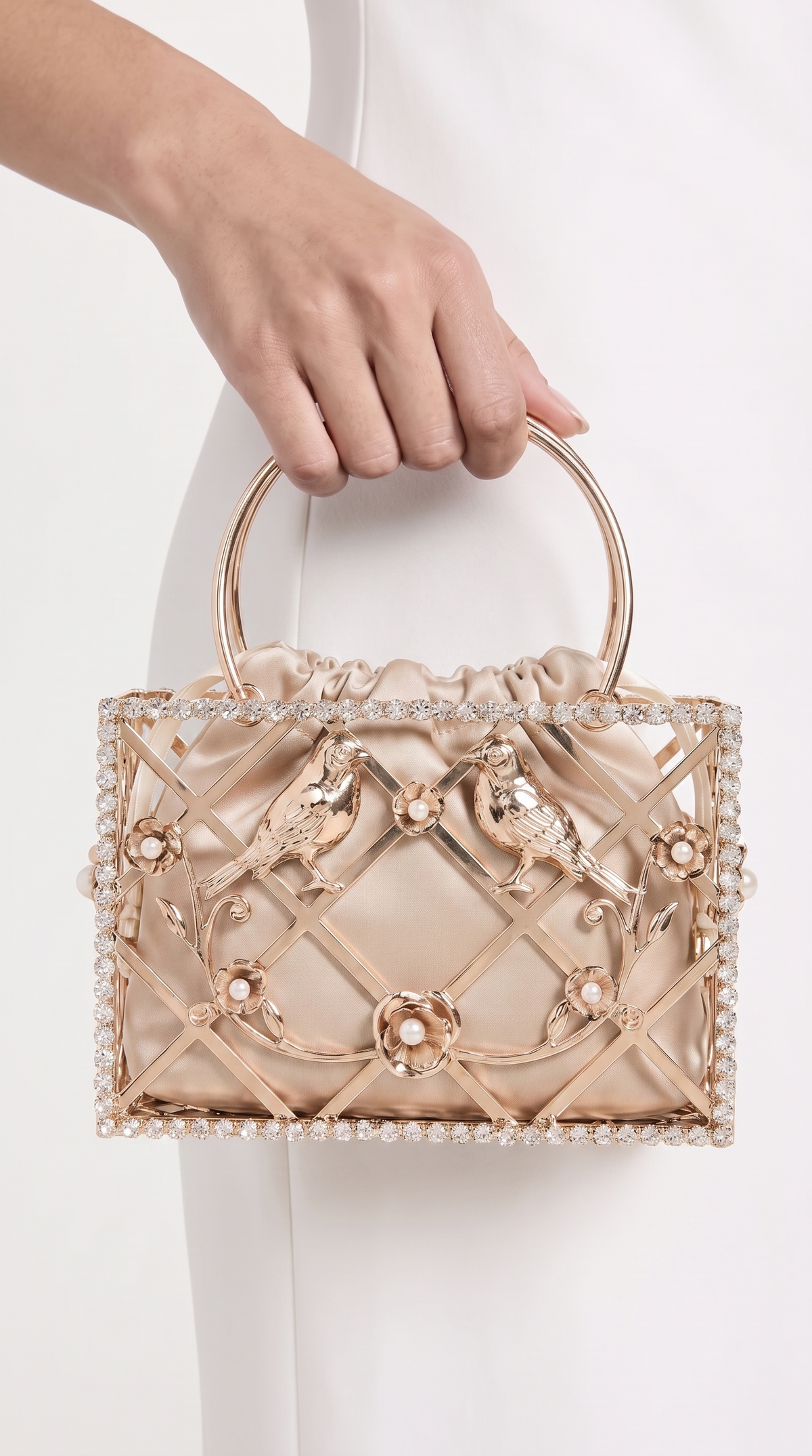 BOLSO JAULA DE CRISTAL BEIGE