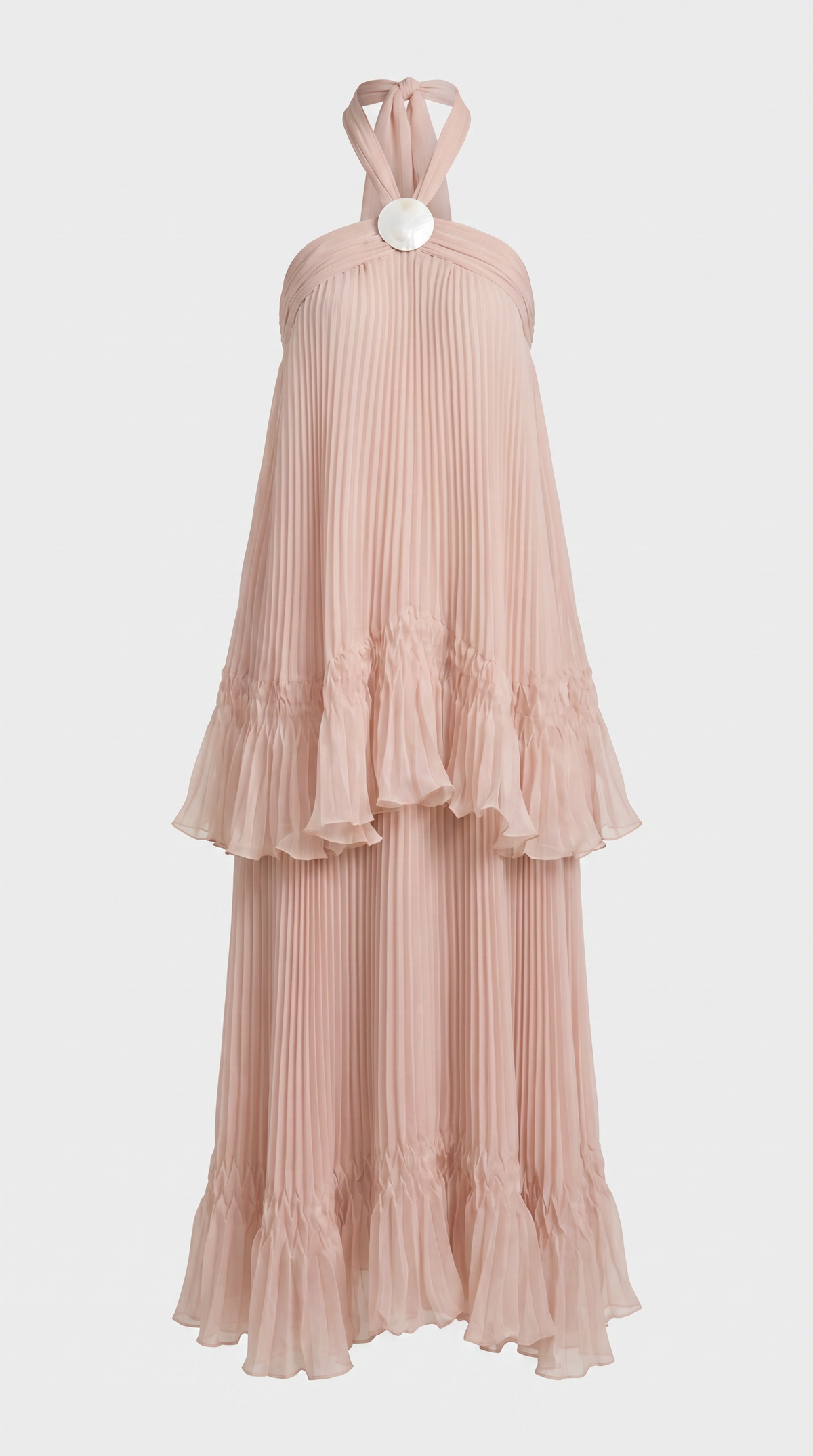 VESTIDO DE GALA HALTER PLISADO