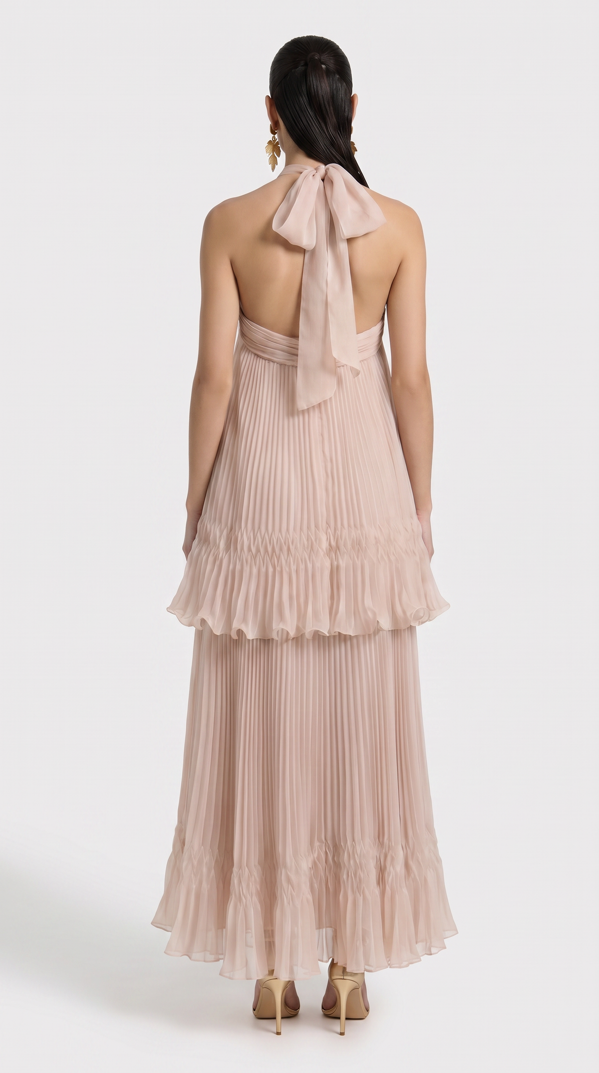 VESTIDO DE GALA HALTER PLISADO
