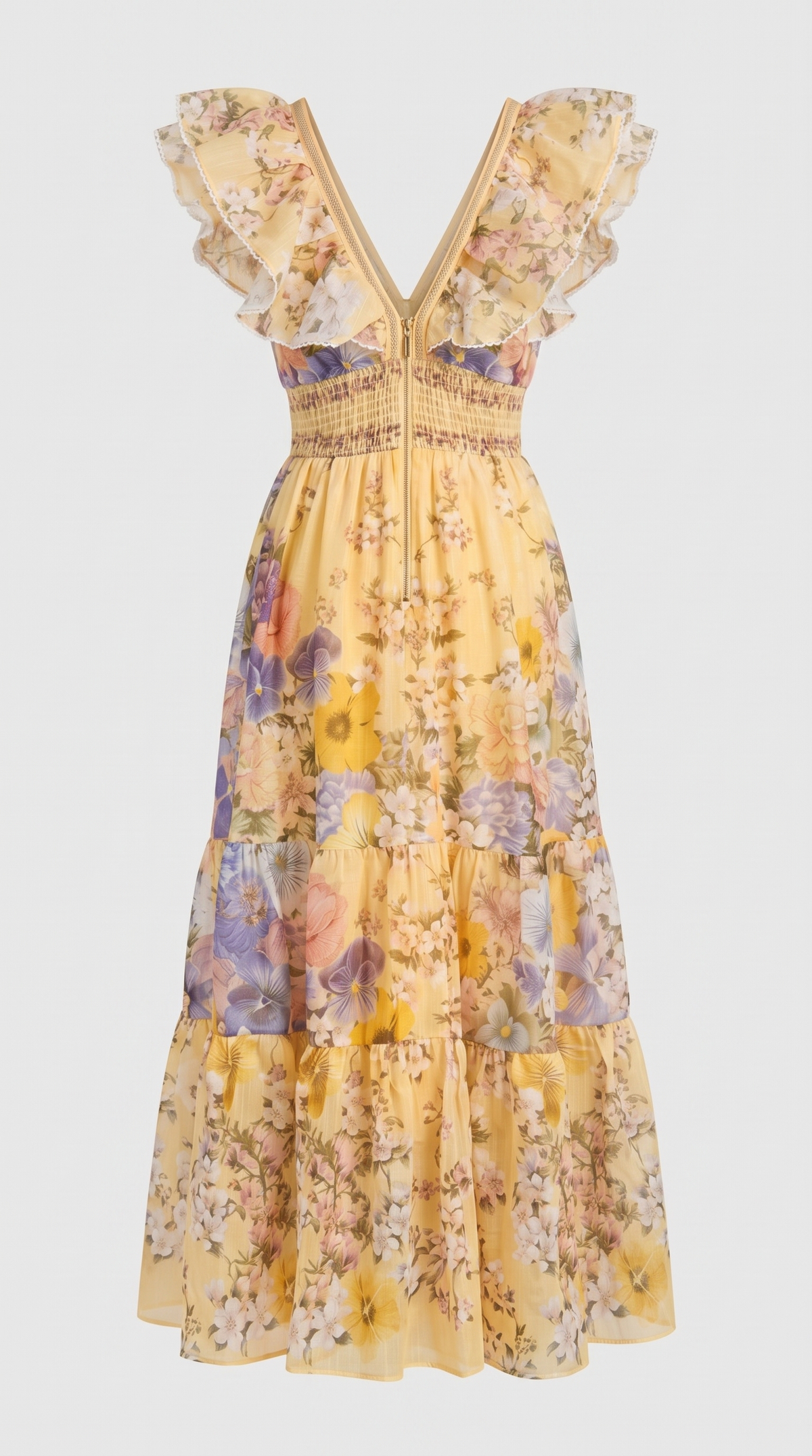 VESTIDO MIDI FLORAL DE VOLANTES