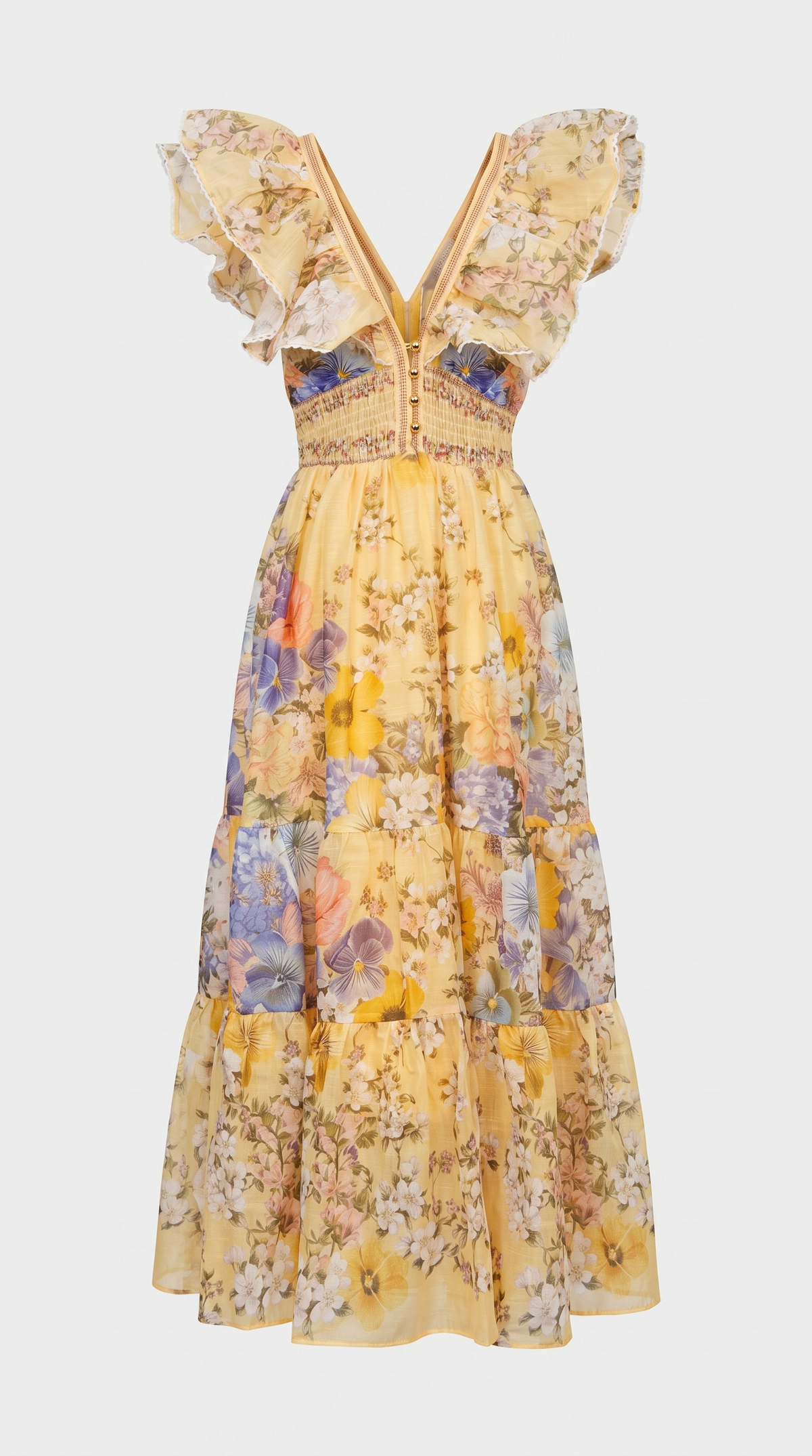 VESTIDO MIDI FLORAL DE VOLANTES