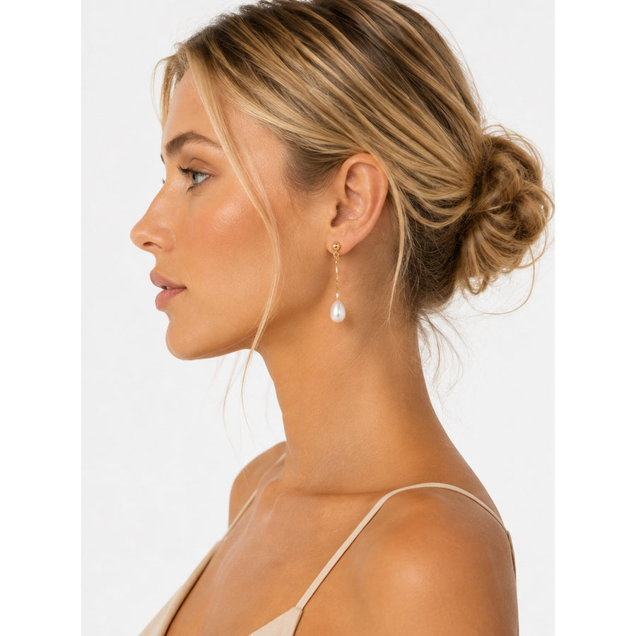 PENDIENTES CON PERLA DORADOS