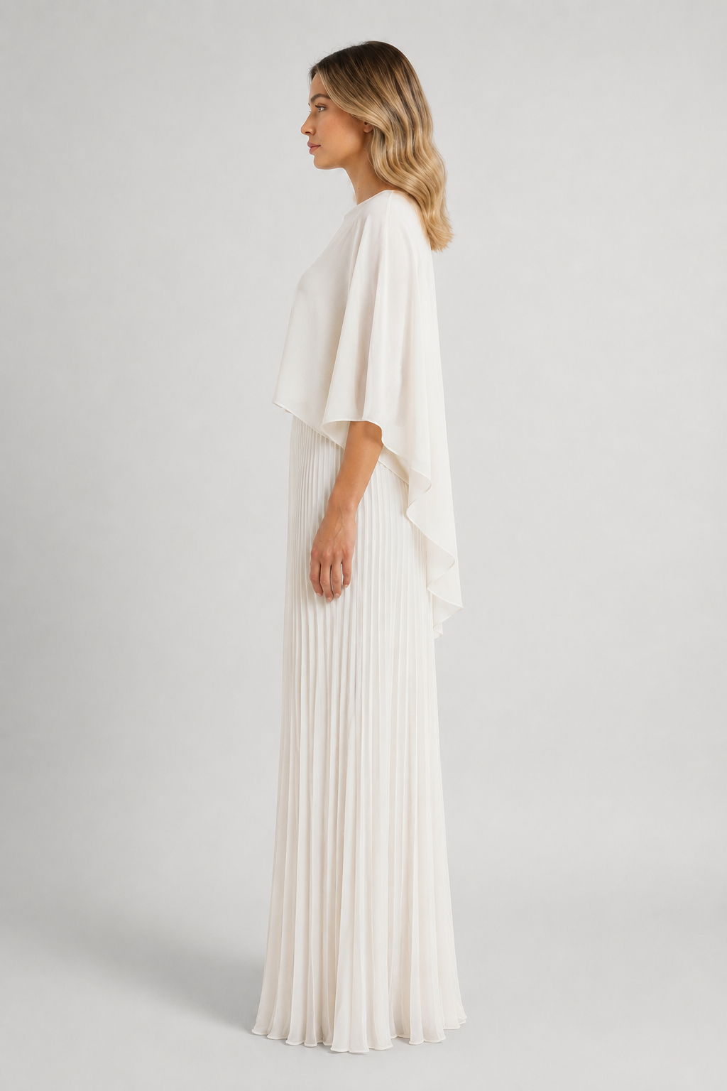 VESTIDO MAXI DE MANGA MURCIELAGO BLANCO