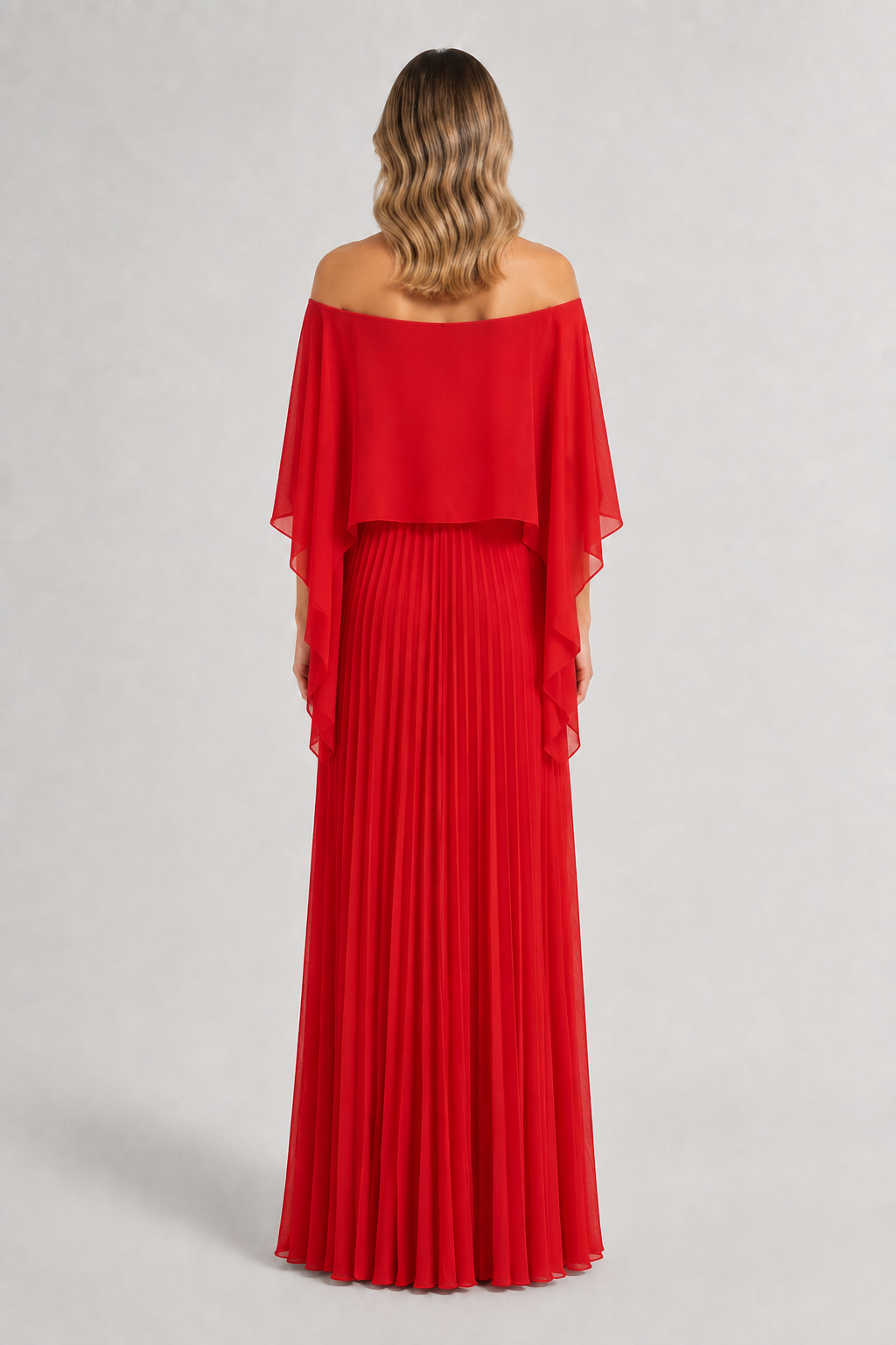 VESTIDO MAXI DE MANGA MURCIELAGO ROJO