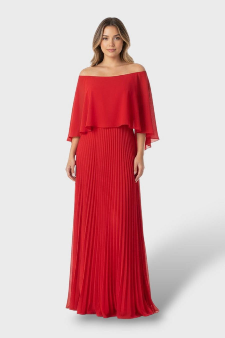 VESTIDO MAXI DE MANGA MURCIELAGO ROJO