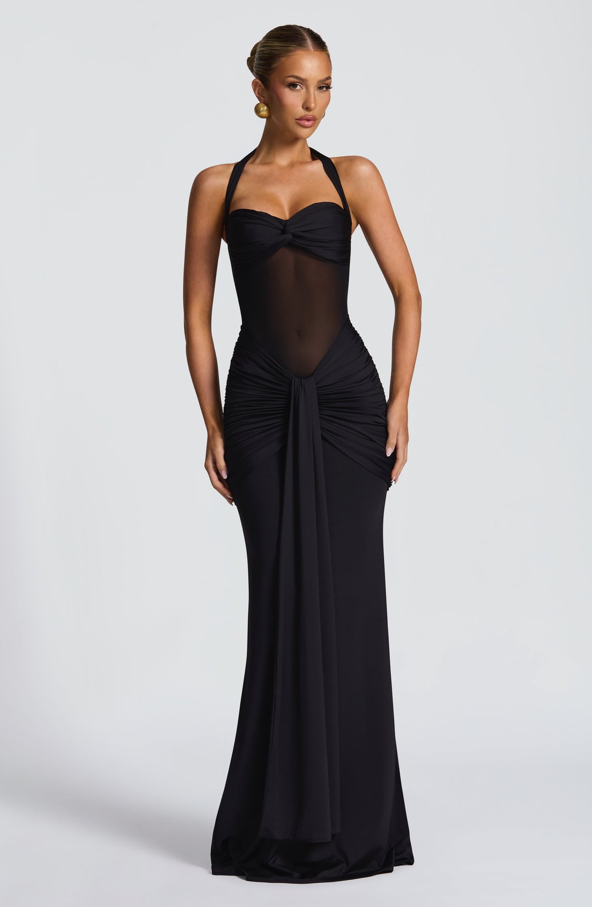 VESTIDO LARGO HALTER NEGRO