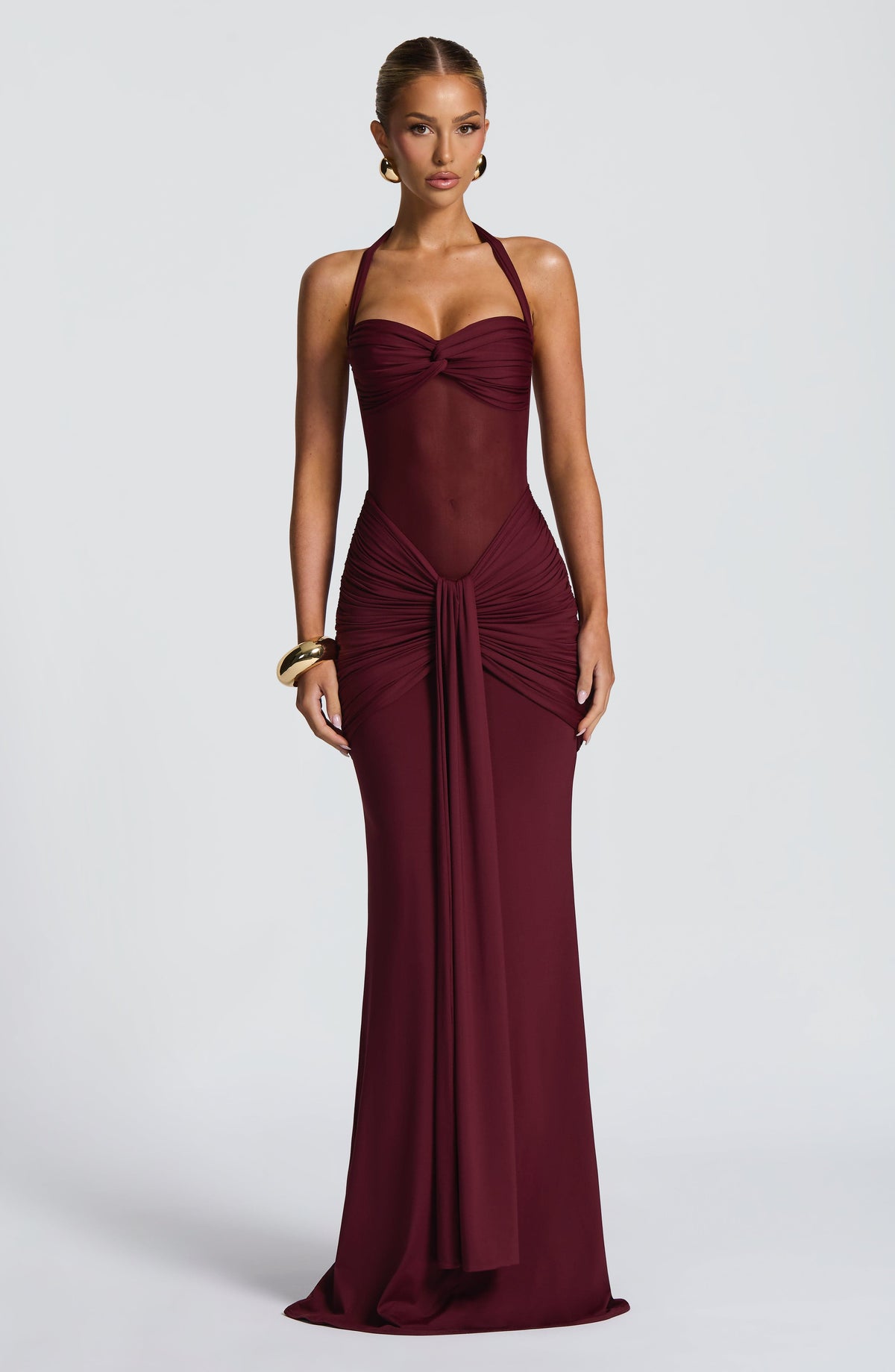 VESTIDO LARGO HALTER CEREZA