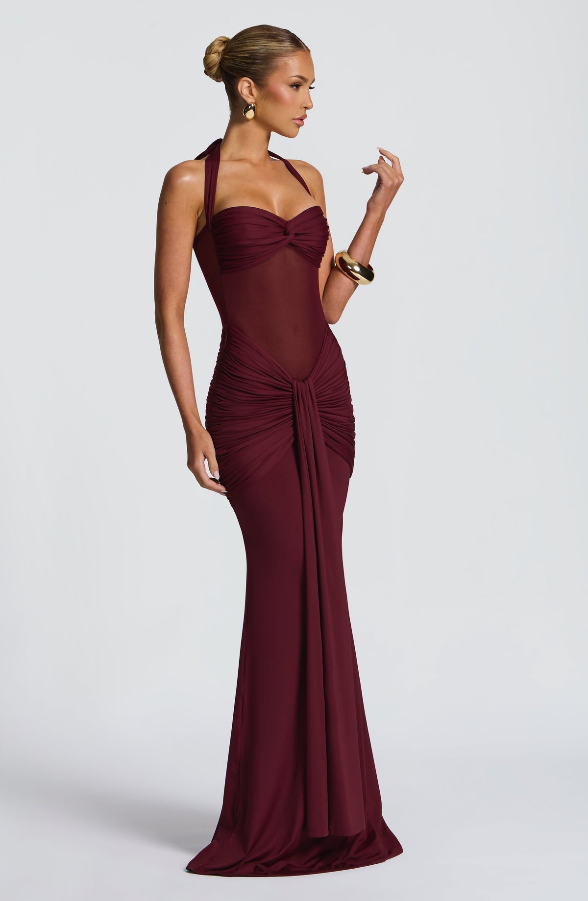 VESTIDO LARGO HALTER CEREZA