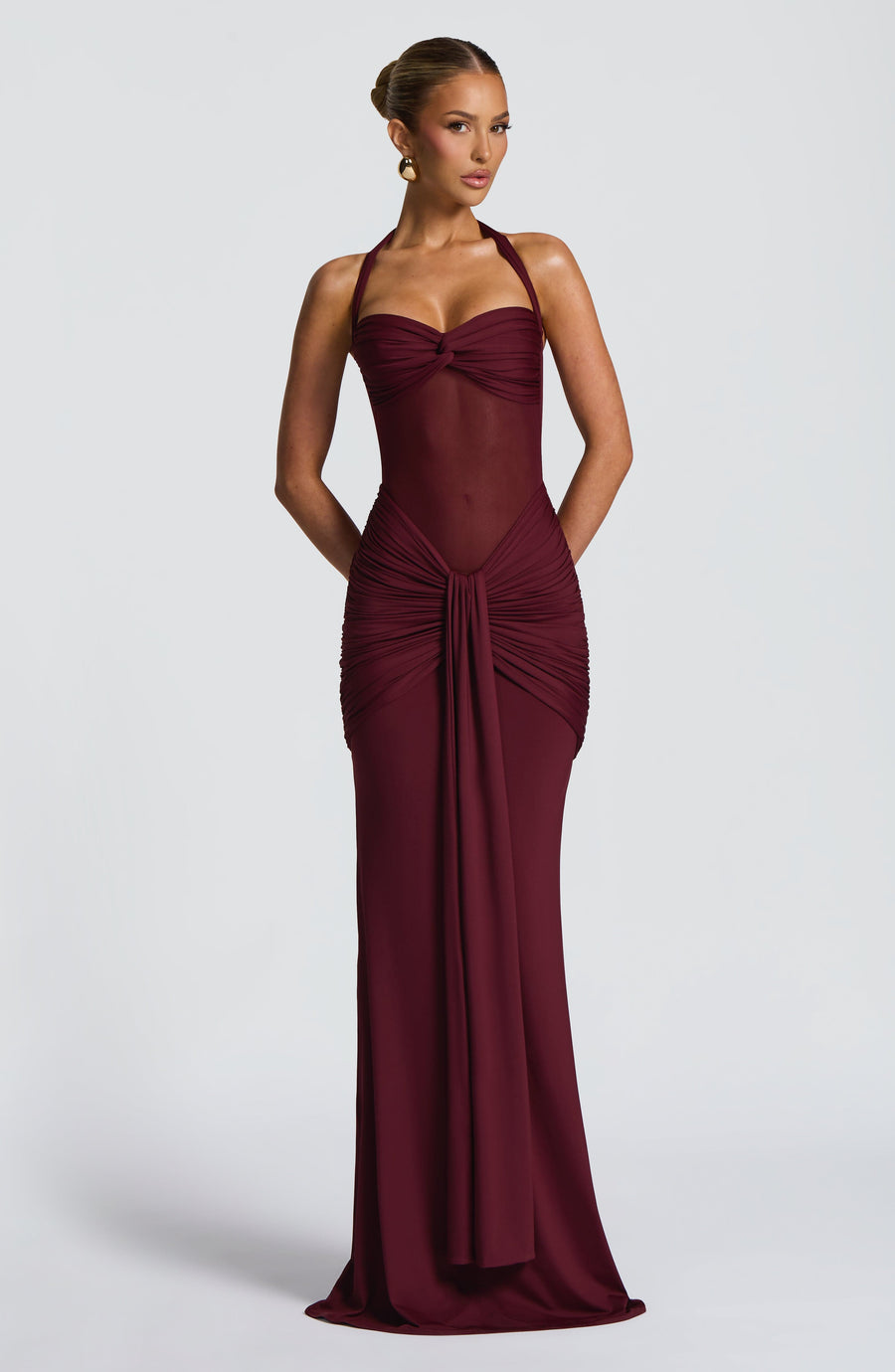 VESTIDO LARGO HALTER CEREZA
